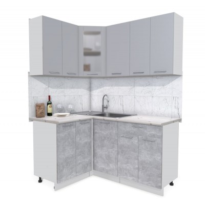 Кухонный гарнитур Мила 1,2х1,6 м (Серебро/Бетон) фабрика Интерлиния Кухонный гарнитур Мила 1,2х1,6 м (Серебро/Бетон) фабрика Интерлиния