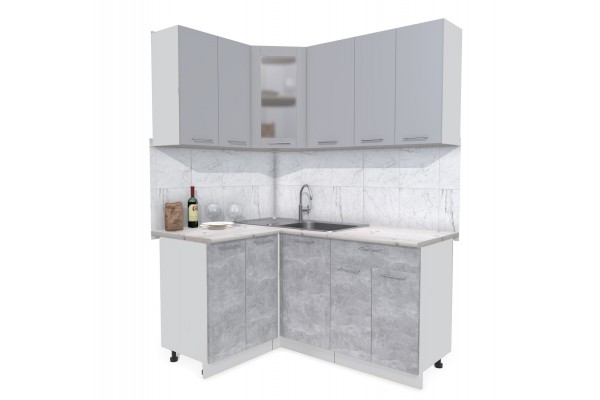 Кухонный гарнитур Мила 1,2х1,6 м (Серебро/Бетон) фабрика Интерлиния