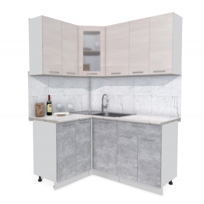 Кухонный гарнитур Мила 1,2х1,6 м (Вудлайн кремовый/Бетон) фабрика Интерлиния Кухонный гарнитур Мила 1,2х1,6 м (Вудлайн кремовый/Бетон) фабрика Интерлиния