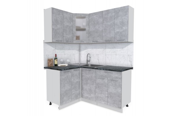 Кухонный гарнитур Мила 1,2х1,6 м (Бетон/Бетон) фабрика Интерлиния