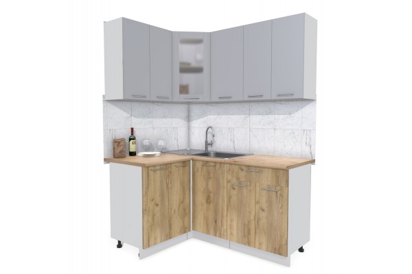 Кухонный гарнитур Мила 1,2х1,6 м (Серебро/Дуб золотой) фабрика Интерлиния