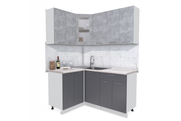 Кухонный гарнитур Мила 1,2х1,6 м (Бетон/Антрацит) фабрика Интерлиния