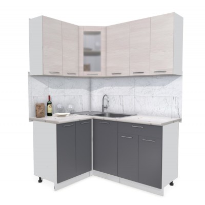 Кухонный гарнитур Мила 1,2х1,6 м (Вудлайн кремовый/Антрацит) фабрика Интерлиния Кухонный гарнитур Мила 1,2х1,6 м (Вудлайн кремовый/Антрацит) фабрика Интерлиния