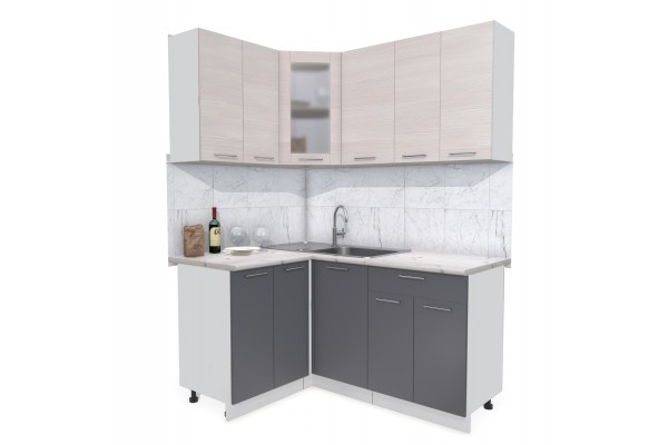 Кухонный гарнитур Мила 1,2х1,6 м (Вудлайн кремовый/Антрацит) фабрика Интерлиния