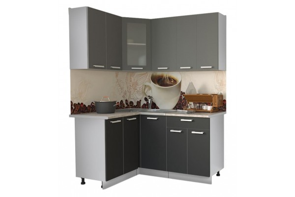 Кухонный гарнитур Мила 1,2х1,6 м (Серебро/Антрацит) фабрика Интерлиния