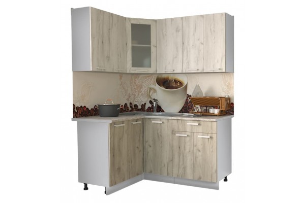Кухонный гарнитур Мила 1,2х1,6 м (Дуб белый/Дуб серый) фабрика Интерлиния