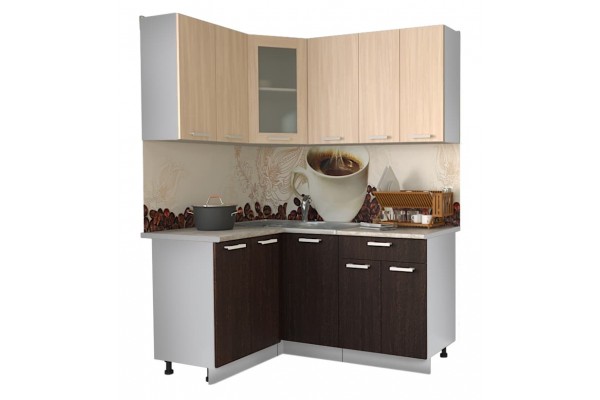 Кухонный гарнитур Мила 1,2х1,6 м (Дуб молочный/Дуб венге) фабрика Интерлиния