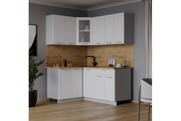 Кухонный гарнитур Мила 1,2х1,6 м (Белый Платинум/Белый Платинум) фабрика Интерлиния