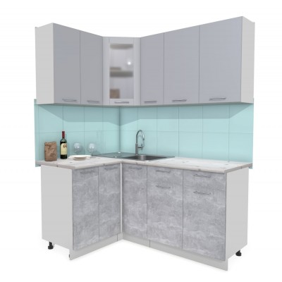 Кухонный гарнитур Мила 1,2х1,7 м (Серебро/Бетон) фабрика Интерлиния Кухонный гарнитур Мила 1,2х1,7 м (Серебро/Бетон) фабрика Интерлиния