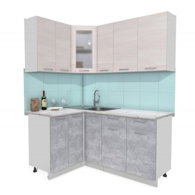 Кухонный гарнитур Мила 1,2х1,7 м (Вудлайн кремовый/Бетон) фабрика Интерлиния Кухонный гарнитур Мила 1,2х1,7 м (Вудлайн кремовый/Бетон) фабрика Интерлиния