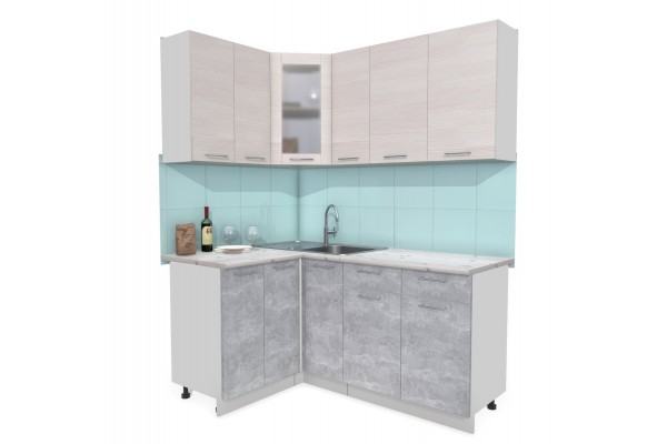 Кухонный гарнитур Мила 1,2х1,7 м (Вудлайн кремовый/Бетон) фабрика Интерлиния