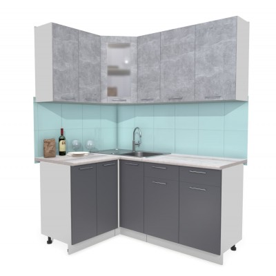 Кухонный гарнитур Мила 1,2х1,7 м (Бетон/Антрацит) фабрика Интерлиния Кухонный гарнитур Мила 1,2х1,7 м (Бетон/Антрацит) фабрика Интерлиния