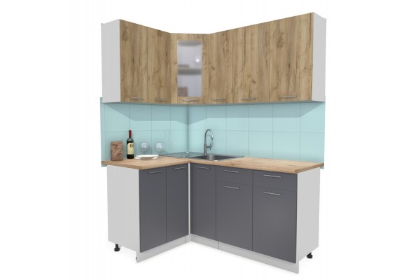 Кухонный гарнитур Мила 1,2х1,7 м (Дуб золотой/Антрацит) фабрика Интерлиния