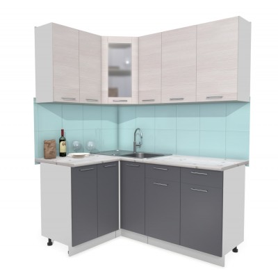 Кухонный гарнитур Мила 1,2х1,7 м (Вудлайн кремовый/Антрацит) фабрика Интерлиния Кухонный гарнитур Мила 1,2х1,7 м (Вудлайн кремовый/Антрацит) фабрика Интерлиния