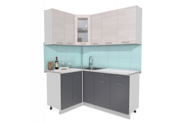 Кухонный гарнитур Мила 1,2х1,7 м (Вудлайн кремовый/Антрацит) фабрика Интерлиния