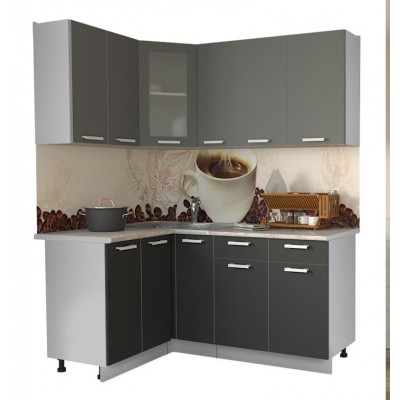 Кухонный гарнитур Мила 1,2х1,7 м (Серебро/Антрацит) фабрика Интерлиния Кухонный гарнитур Мила 1,2х1,7 м (Серебро/Антрацит) фабрика Интерлиния