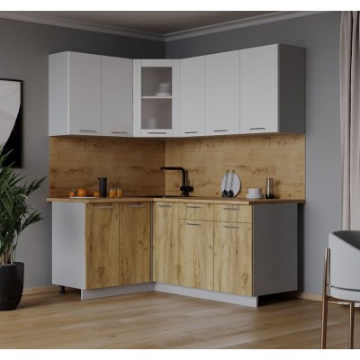 Кухонный гарнитур Мила 1,2х1,7 м (Белый Платинум/Дуб золотой) фабрика Интерлиния Кухонный гарнитур Мила 1,2х1,7 м (Белый Платинум/Дуб золотой) фабрика Интерлиния