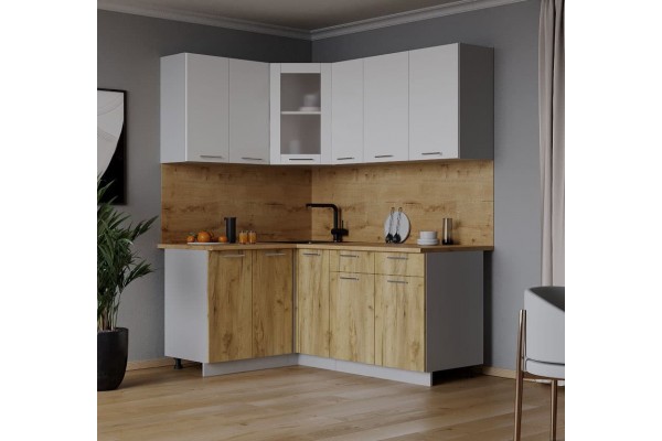 Кухонный гарнитур Мила 1,2х1,7 м (Белый Платинум/Дуб золотой) фабрика Интерлиния