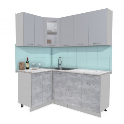 Кухонный гарнитур Мила 1,2х1,8 м (Серебро/Бетон) фабрика Интерлиния Кухонный гарнитур Мила 1,2х1,8 м (Серебро/Бетон) фабрика Интерлиния