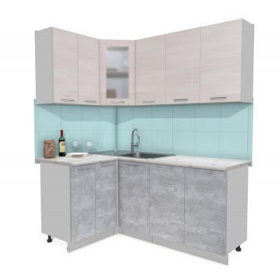 Кухонный гарнитур Мила 1,2х1,8 м (Вудлайн кремовый/Бетон) фабрика Интерлиния Кухонный гарнитур Мила 1,2х1,8 м (Вудлайн кремовый/Бетон) фабрика Интерлиния