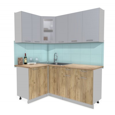 Кухонный гарнитур Мила 1,2х1,8 м (Серебро/Дуб золотой) фабрика Интерлиния Кухонный гарнитур Мила 1,2х1,8 м (Серебро/Дуб золотой) фабрика Интерлиния