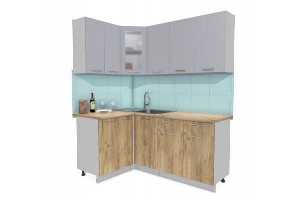 Кухонный гарнитур Мила 1,2х1,8 м (Серебро/Дуб золотой) фабрика Интерлиния