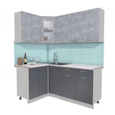 Кухонный гарнитур Мила 1,2х1,8 м (Бетон/Антрацит) фабрика Интерлиния Кухонный гарнитур Мила 1,2х1,8 м (Бетон/Антрацит) фабрика Интерлиния