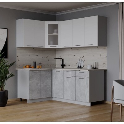 Кухонный гарнитур Мила 1,2х1,8 м (Белый Платинум/Бетон) фабрика Интерлиния Кухонный гарнитур Мила 1,2х1,8 м (Белый Платинум/Бетон) фабрика Интерлиния