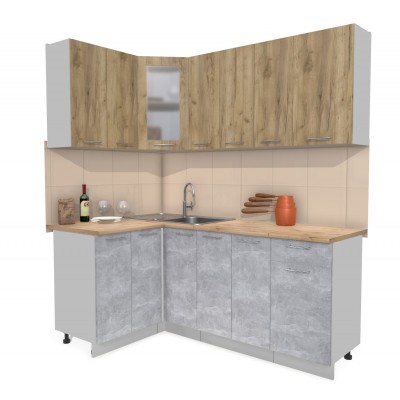 Кухонный гарнитур Мила 1,2х1,9 м (Дуб золотой/Бетон) фабрика Интерлиния Кухонный гарнитур Мила 1,2х1,9 м (Дуб золотой/Бетон) фабрика Интерлиния