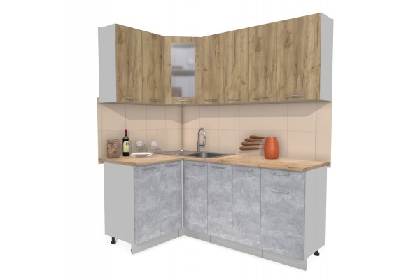 Кухонный гарнитур Мила 1,2х1,9 м (Дуб золотой/Бетон) фабрика Интерлиния