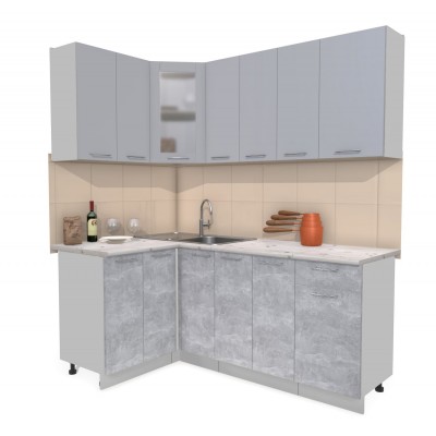 Кухонный гарнитур Мила 1,2х1,9 м (Серебро/Бетон) фабрика Интерлиния Кухонный гарнитур Мила 1,2х1,9 м (Серебро/Бетон) фабрика Интерлиния