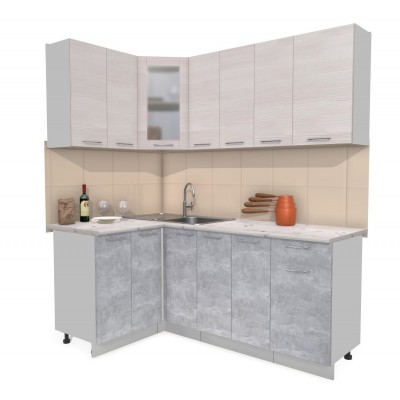 Кухонный гарнитур Мила 1,2х1,9 м (Вудлайн кремовый/Бетон) фабрика Интерлиния Кухонный гарнитур Мила 1,2х1,9 м (Вудлайн кремовый/Бетон) фабрика Интерлиния