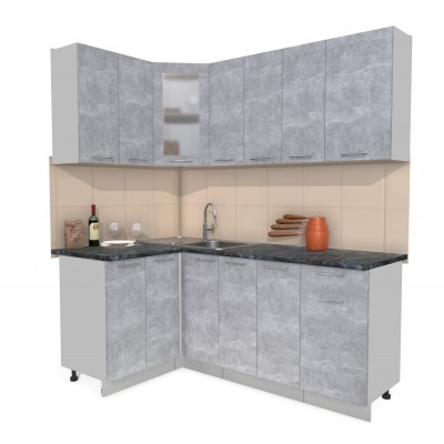 Кухонный гарнитур Мила 1,2х1,9 м (Бетон/Бетон) фабрика Интерлиния Кухонный гарнитур Мила 1,2х1,9 м (Бетон/Бетон) фабрика Интерлиния