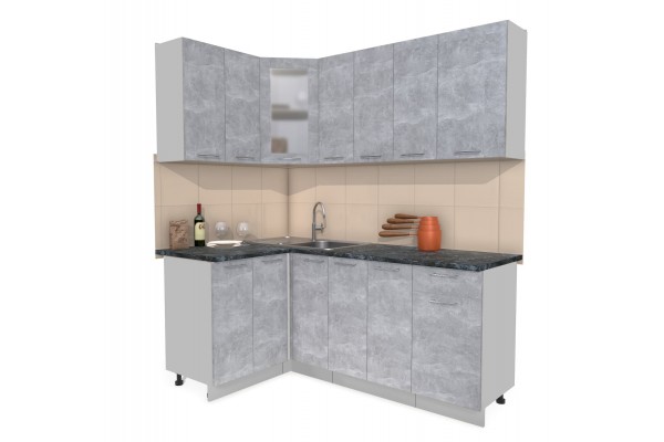 Кухонный гарнитур Мила 1,2х1,9 м (Бетон/Бетон) фабрика Интерлиния
