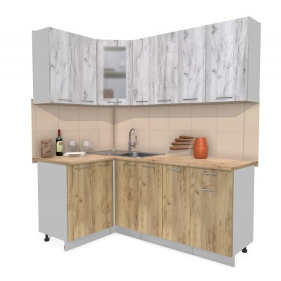 Кухонный гарнитур Мила 1,2х1,9 м (Дуб белый/Дуб золотой) фабрика Интерлиния Кухонный гарнитур Мила 1,2х1,9 м (Дуб белый/Дуб золотой) фабрика Интерлиния