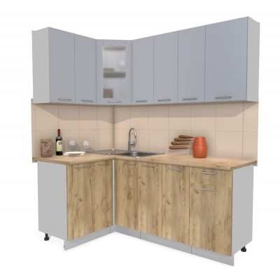 Кухонный гарнитур Мила 1,2х1,9 м (Серебро/Дуб золотой) фабрика Интерлиния Кухонный гарнитур Мила 1,2х1,9 м (Серебро/Дуб золотой) фабрика Интерлиния