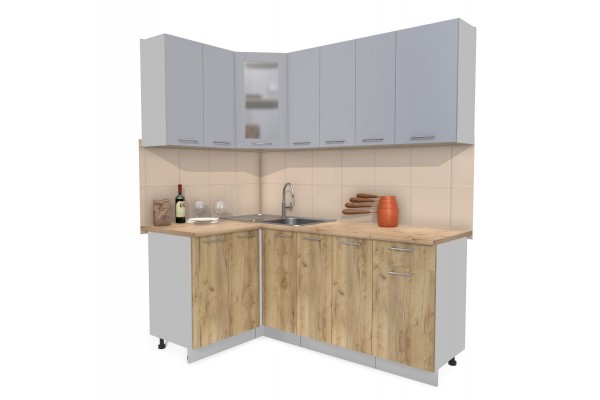 Кухонный гарнитур Мила 1,2х1,9 м (Серебро/Дуб золотой) фабрика Интерлиния