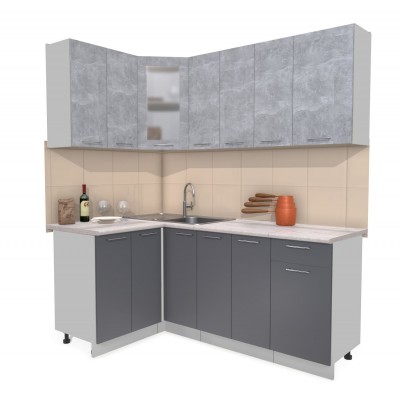 Кухонный гарнитур Мила 1,2х1,9 м (Бетон/Антрацит) фабрика Интерлиния Кухонный гарнитур Мила 1,2х1,9 м (Бетон/Антрацит) фабрика Интерлиния