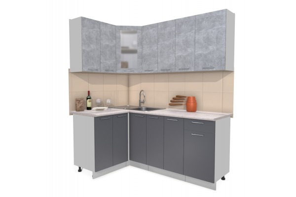 Кухонный гарнитур Мила 1,2х1,9 м (Бетон/Антрацит) фабрика Интерлиния
