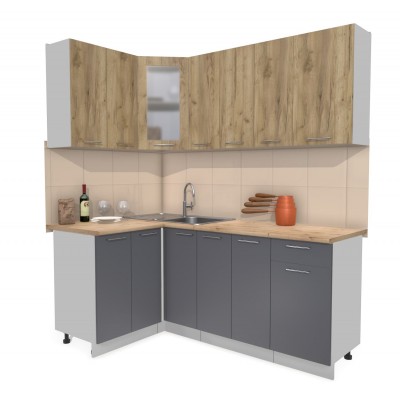 Кухонный гарнитур Мила 1,2х1,9 м (Дуб золотой/Антрацит) фабрика Интерлиния Кухонный гарнитур Мила 1,2х1,9 м (Дуб золотой/Антрацит) фабрика Интерлиния