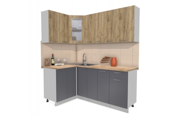 Кухонный гарнитур Мила 1,2х1,9 м (Дуб золотой/Антрацит) фабрика Интерлиния