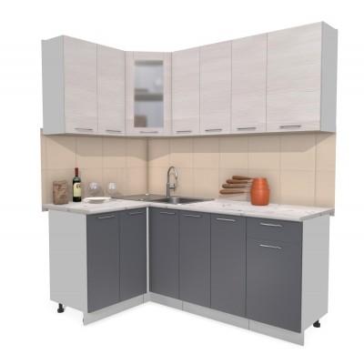 Кухонный гарнитур Мила 1,2х1,9 м (Вудлайн кремовый/Антрацит) фабрика Интерлиния Кухонный гарнитур Мила 1,2х1,9 м (Вудлайн кремовый/Антрацит) фабрика Интерлиния