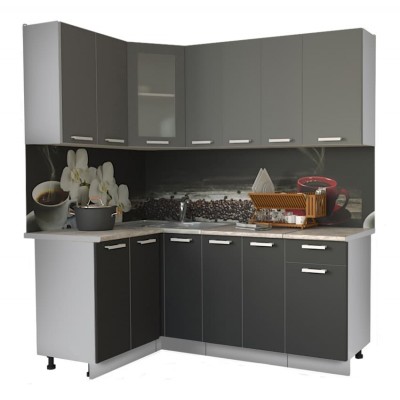 Кухонный гарнитур Мила 1,2х1,9 м (Серебро/Антрацит) фабрика Интерлиния Кухонный гарнитур Мила 1,2х1,9 м (Серебро/Антрацит) фабрика Интерлиния