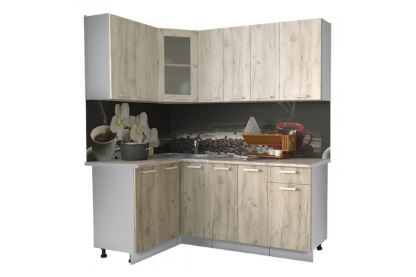 Кухонный гарнитур Мила 1,2х1,9 м (Дуб белый/Дуб серый) фабрика Интерлиния