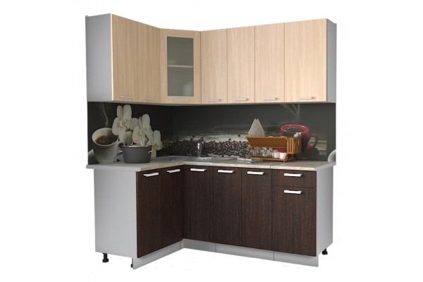 Кухонный гарнитур Мила 1,2х1,9 м (Дуб молочный/Дуб венге) фабрика Интерлиния