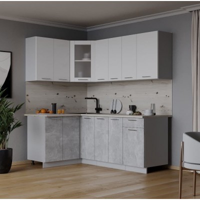 Кухонный гарнитур Мила 1,2х1,9 м (Белый Платинум/Бетон) фабрика Интерлиния Кухонный гарнитур Мила 1,2х1,9 м (Белый Платинум/Бетон) фабрика Интерлиния