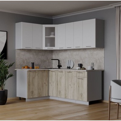 Кухонный гарнитур Мила 1,2х1,9 м (Белый Платинум/Дуб серый) фабрика Интерлиния Кухонный гарнитур Мила 1,2х1,9 м (Белый Платинум/Дуб серый) фабрика Интерлиния