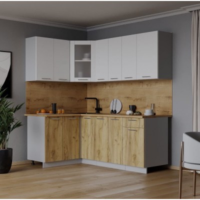 Кухонный гарнитур Мила 1,2х1,9 м (Белый Платинум/Дуб золотой) фабрика Интерлиния Кухонный гарнитур Мила 1,2х1,9 м (Белый Платинум/Дуб золотой) фабрика Интерлиния