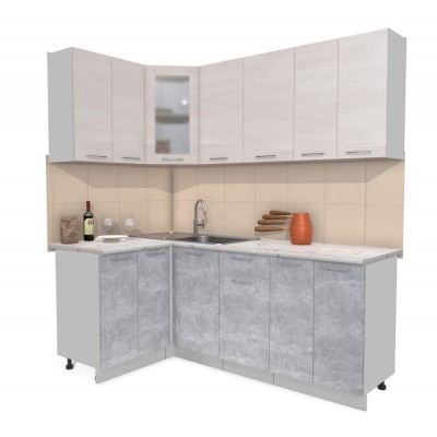 Кухонный гарнитур Мила 1,2х2,0 м (Вудлайн кремовый/Бетон) фабрика Интерлиния Кухонный гарнитур Мила 1,2х2,0 м (Вудлайн кремовый/Бетон) фабрика Интерлиния