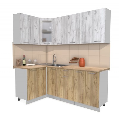 Кухонный гарнитур Мила 1,2х2,0 м (Дуб белый/Дуб золотой) фабрика Интерлиния Кухонный гарнитур Мила 1,2х2,0 м (Дуб белый/Дуб золотой) фабрика Интерлиния